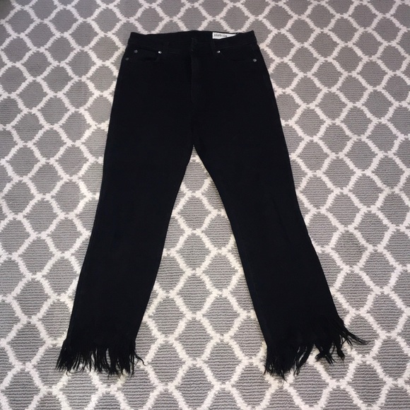 fringe bottom black jeans